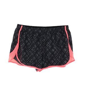 MTA Sport Activewear Shorts Womens Sz L Black Pink Geometric Lined Elastic Waist